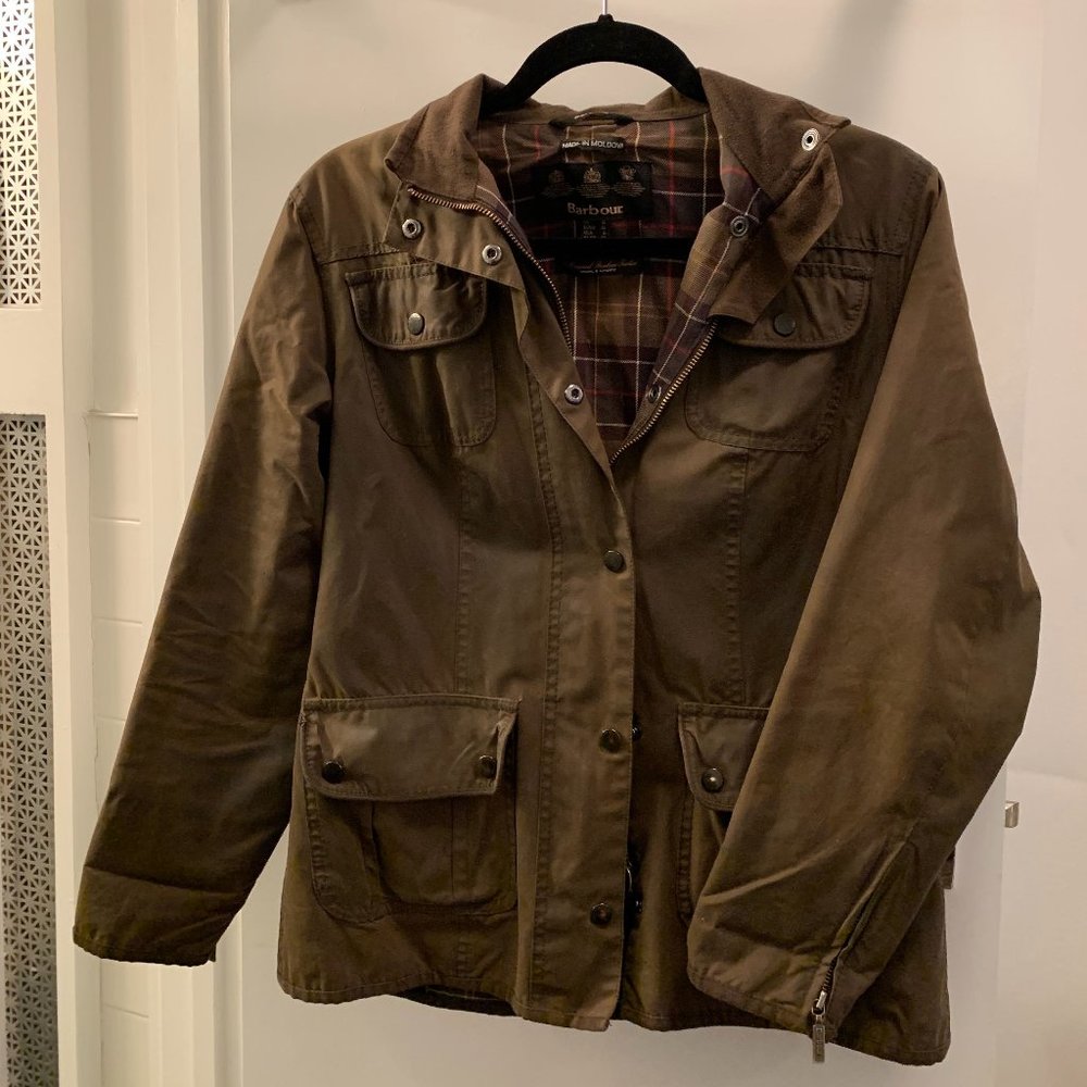 Barbour Waxed Cotton Utility Jacket - Olive Green